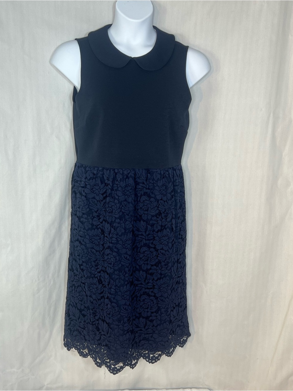 Nanette Lepore Dress Blue Lace Skirt Matte Bodice Sleeveless All Occasions 12 👍
